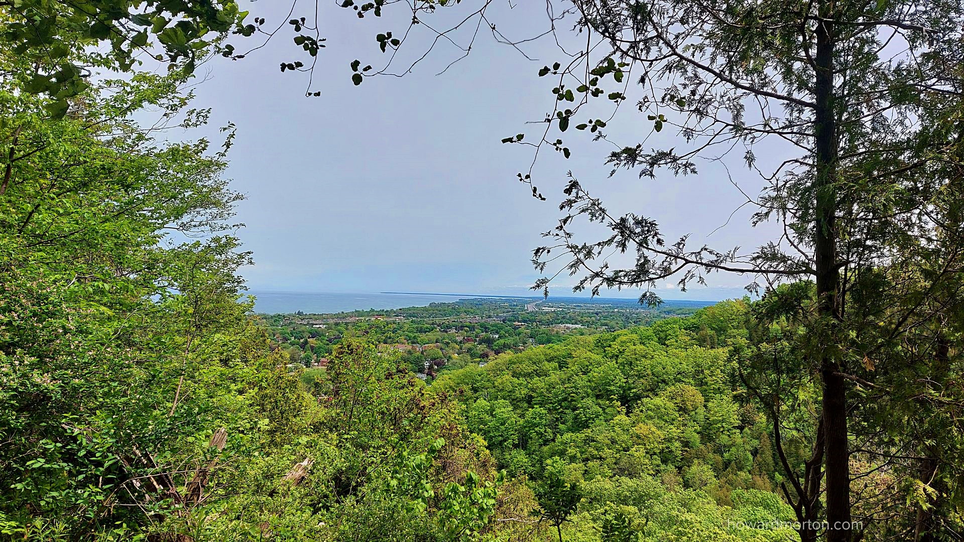 View over Grimsby and Lake Ontario from the Niagara Escarpment